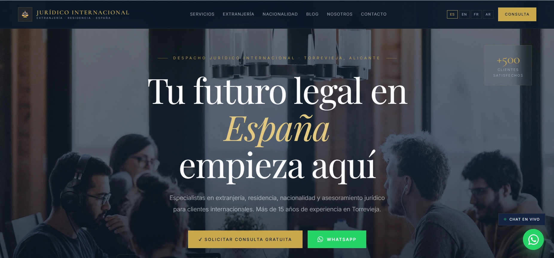 Plantilla web para despacho de abogados internacional